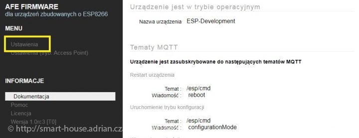 AFE Firmware: uruchamianie ustawień