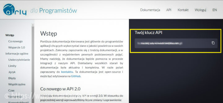 Airly API Key