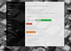 AFE3 ekran aktualozacji oprogramowania